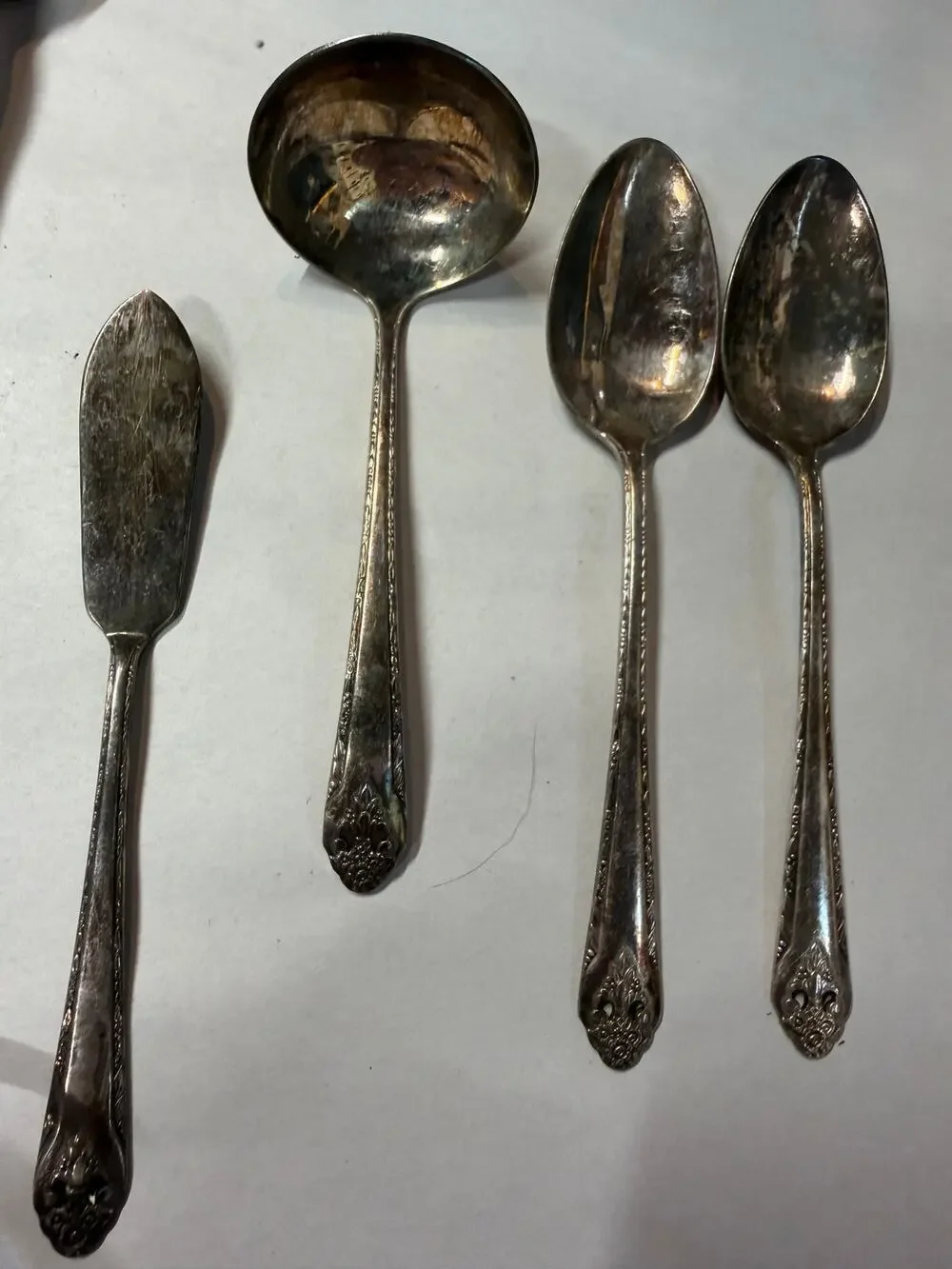 Holmes & Edwards Lovely Lady 1937 Silverplate 4 Pc Serving Set Ladle Spoons